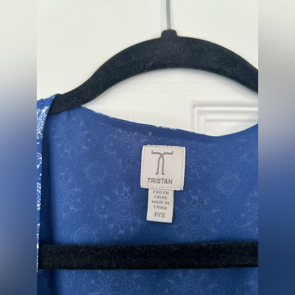 Tristan Navy and White Patterned Maxi Wrap Dress size S - Picture 2 of 5